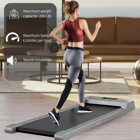 WENBO Walking Pad Under Desk Treadmill, Portable Treadmills Motorized Running Machine for Home, Remote Control, 120kg Capacity