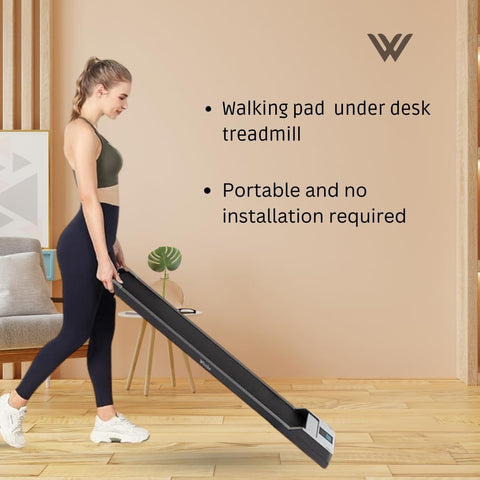 WENBO WB-H300 Walking Pad Under Desk Treadmill, Speed Range 1-12Km/h, Portable Treadmills Motorized Running Machine Treadmills for Home, Maximum Load 120kg Shortcut Key & Remote Control