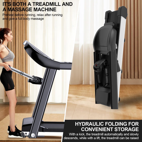 MST-B100 FoldableTreadmill (2.0 HP Peak Motor | Wifi & Bluetooth & Speaker | Full Color Screen Control)-Multifunction Running Machine with Massager for Home Use