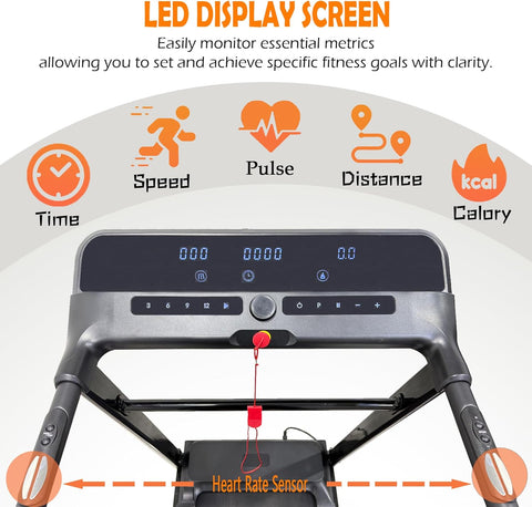 Maston Treadmill MST-T150 Home Foldable Motorized Treadmill, Large Integrated LED Screen | 1-14Km/h | 120kg User Weight | 3HP Peak | Shuttle Rotation Button | Hydraulic Folding