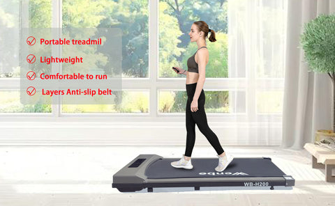 WENBO Walking Pad Under Desk Treadmill, Portable Treadmills Motorized Running Machine for Home, Remote Control, 120kg Capacity